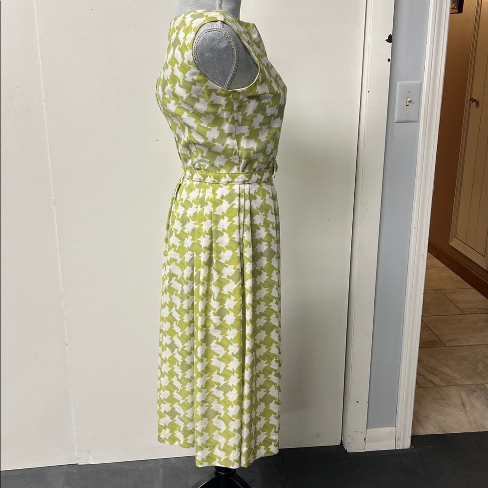 Light Green Vintage Homemade Houndstooth Fit-and-Flare Dress - Picture 3 of 8